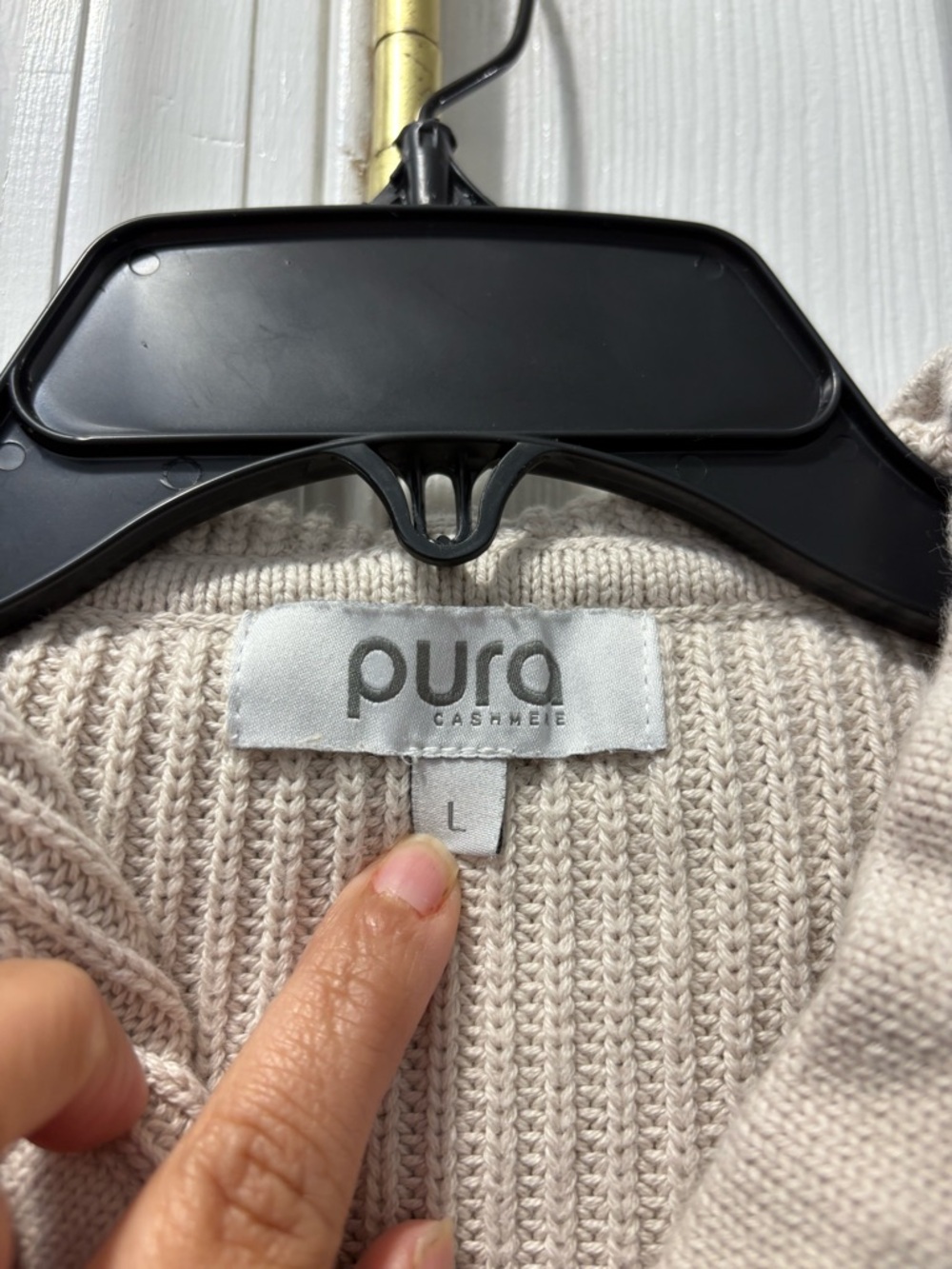 Pura Cashmere Supima Cotton Fisherman Hoodie In Oatmeal Size Large - Picture 6 of 7